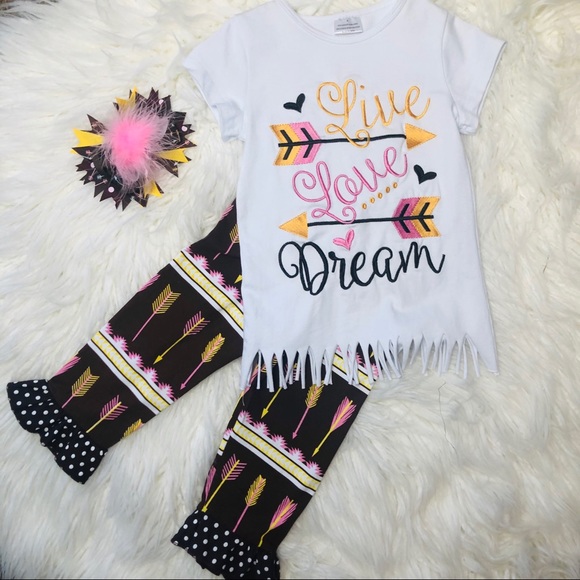 BoHo Arrows Fringe 3pc Boutique Top, Pant,BOW - Picture 6 of 8